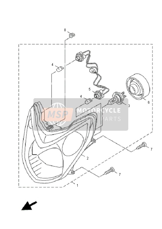 Yamaha XC125 CYGNUS X 2008 Headlight for a 2008 Yamaha XC125 CYGNUS X